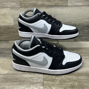 Nike Air Jordan 1 Low Retro Shadow Toe Men's 7 Black White Gray Shoes 553558-040